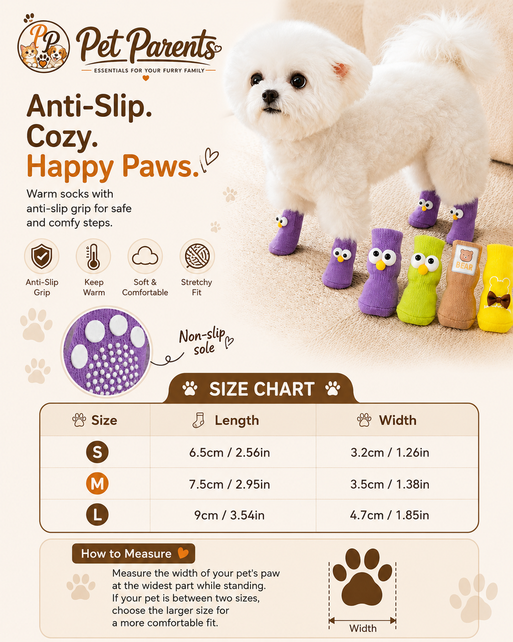 Knitted & Anti Slip Cotton Socks for Pets